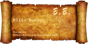 Blitz Borisz névjegykártya